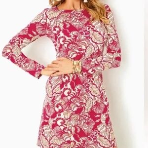 Lilly Pulitzer UPF 50+ Maddox Straight Dress in Poinsettia Red Island Vibes XL